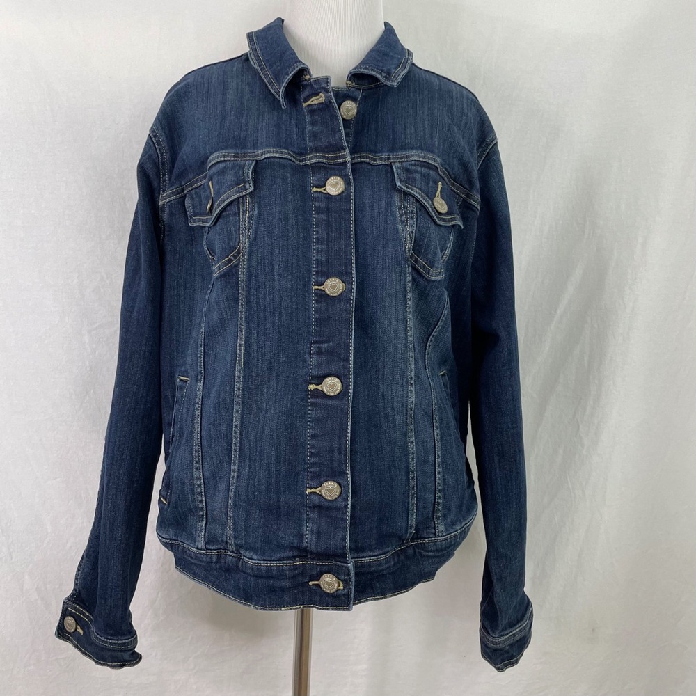 Torrid Jean Jacket Womens Plus 1X Blue Stretch Denim Pockets - Picture 3 of 9